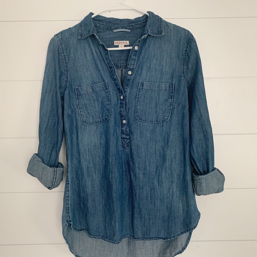 Chambray Tunic Style Top